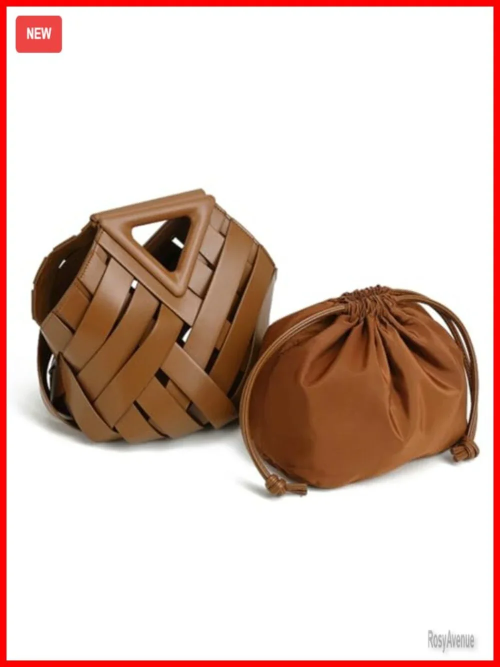 Vegan Leather Woven Clutch Crossbody Bag with Top Handle